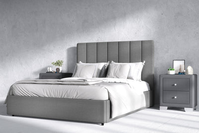 Madrid Gas Lift Storage Bed Frame (Grey Fabric) (7432522105086)