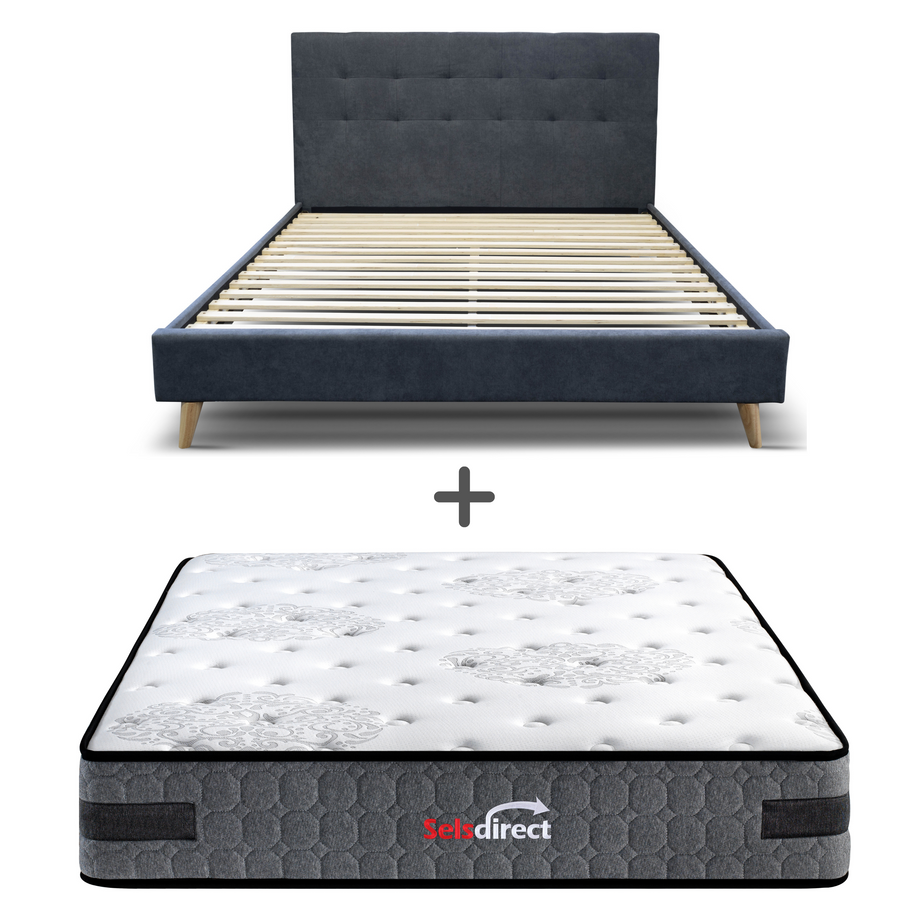 Buy Ricky Queen Size Bed Frame (Charcoal Polyester) and Windsor