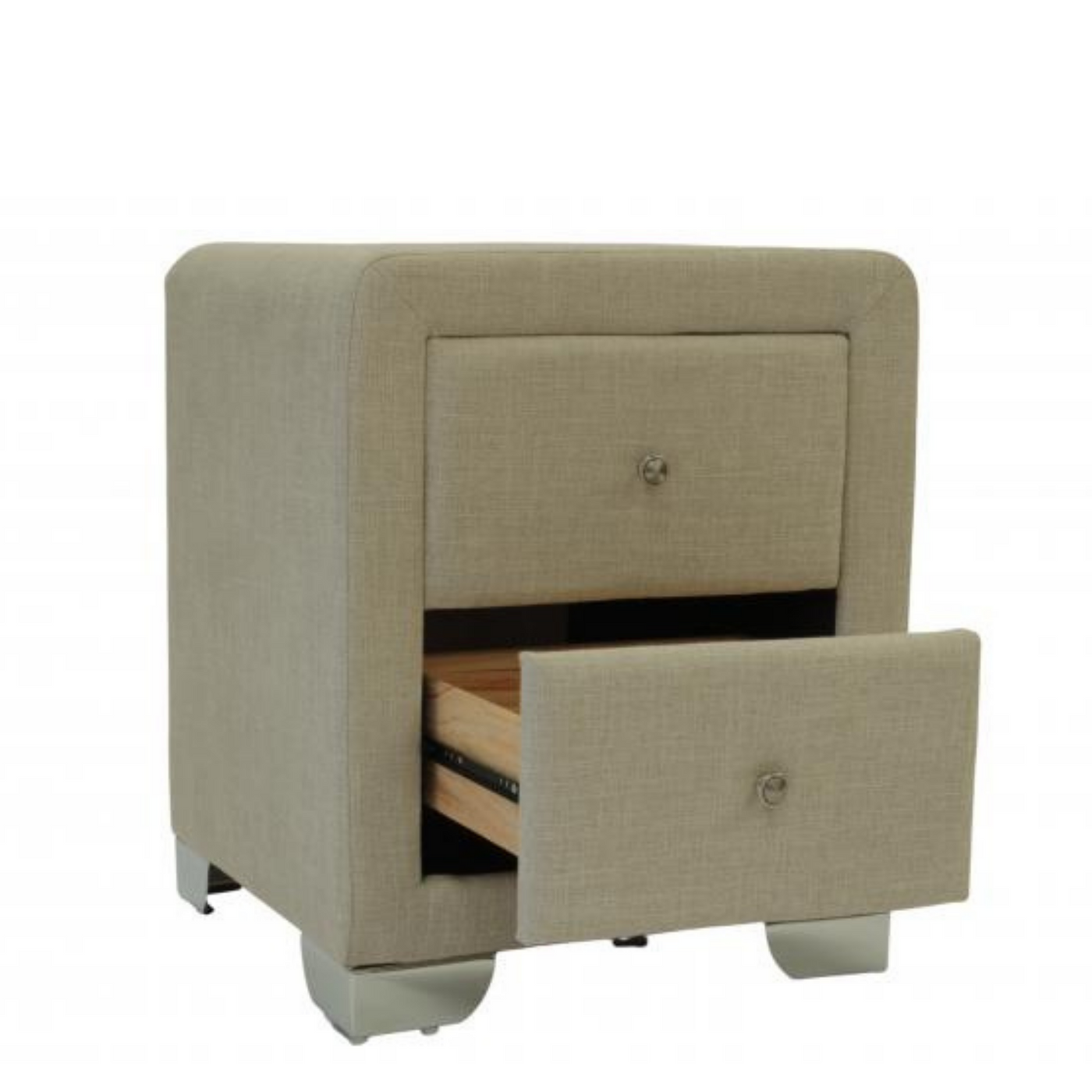 Premium Bedside Table (Stone Beige Linen Fabric) (7691555012862)