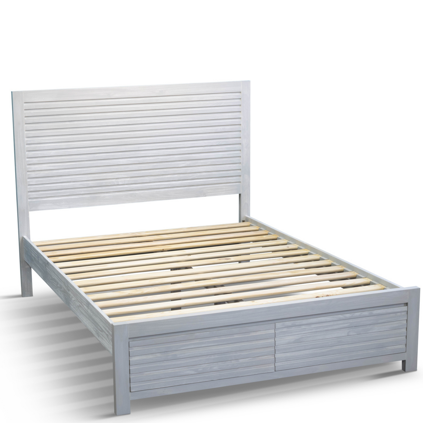 Venice Queen Size 2 Drawer Storage Bed Frame (Pine Snow White) (7718909739262)