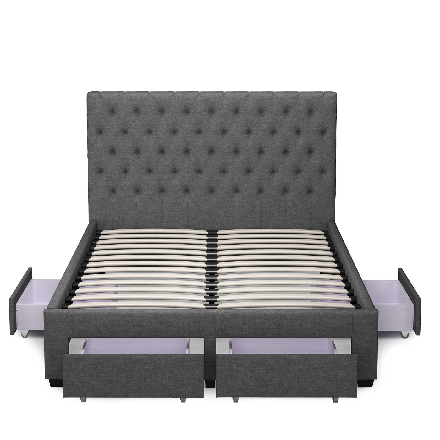 Zest 4 Drawer Storage Bed Frame (Grey Fabric) (7822957576446)