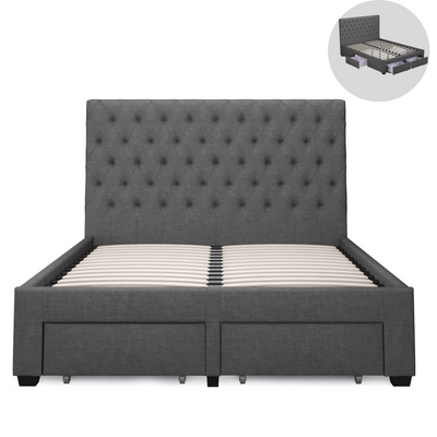 Zest 4 Drawer Storage Bed Frame (Grey Fabric) (7822957576446)