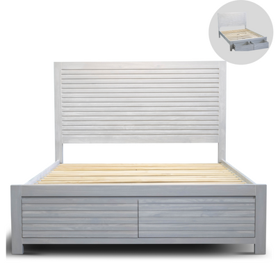 Venice Queen Size 2 Drawer Storage Bed Frame (Pine Snow White) (7718909739262)