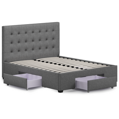 Kingston 3 Drawer Storage Bed Frame (Grey Fabric) (7432519450878)